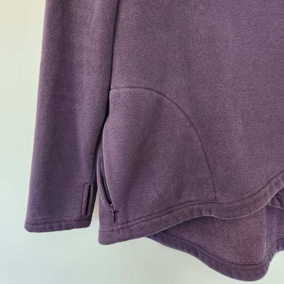 Athleta Size Large Cozy Karma Asym Pullover Sweatshirt Purple Yoga Outdoor - Picture 3 of 8